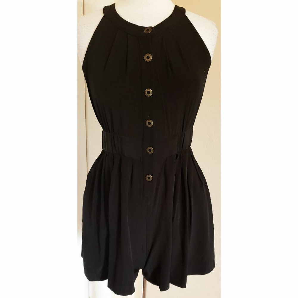 Anthropologie Sine Black Silk Romper